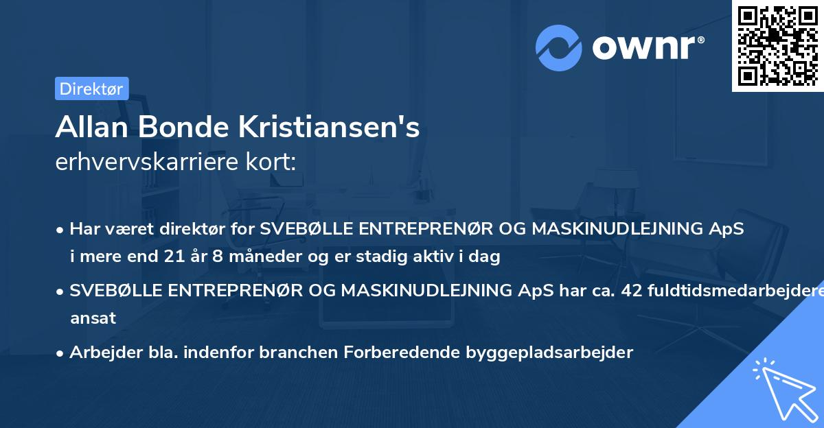 Allan Bonde Kristiansen's erhvervskarriere kort