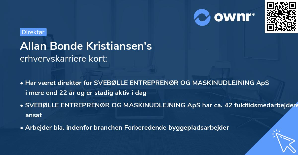 Allan Bonde Kristiansen's erhvervskarriere kort