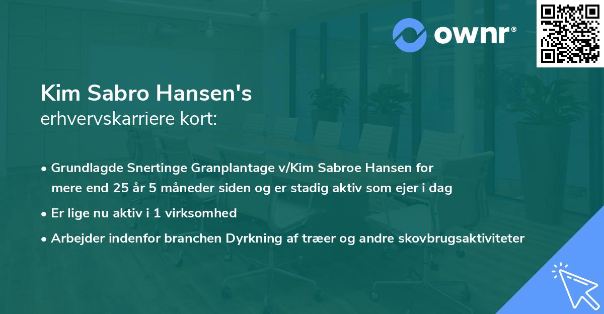 Kim Sabro Hansen's erhvervskarriere kort