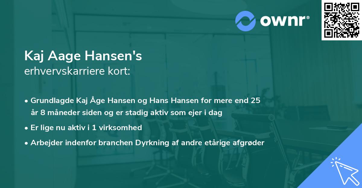 Kaj Aage Hansen's erhvervskarriere kort