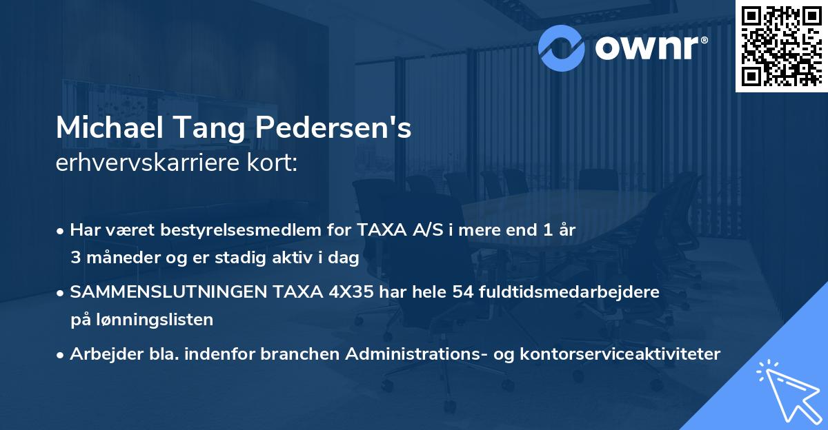 Michael Tang Pedersen's erhvervskarriere kort