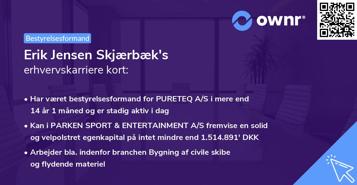Erik Jensen Skjærbæk's erhvervskarriere kort