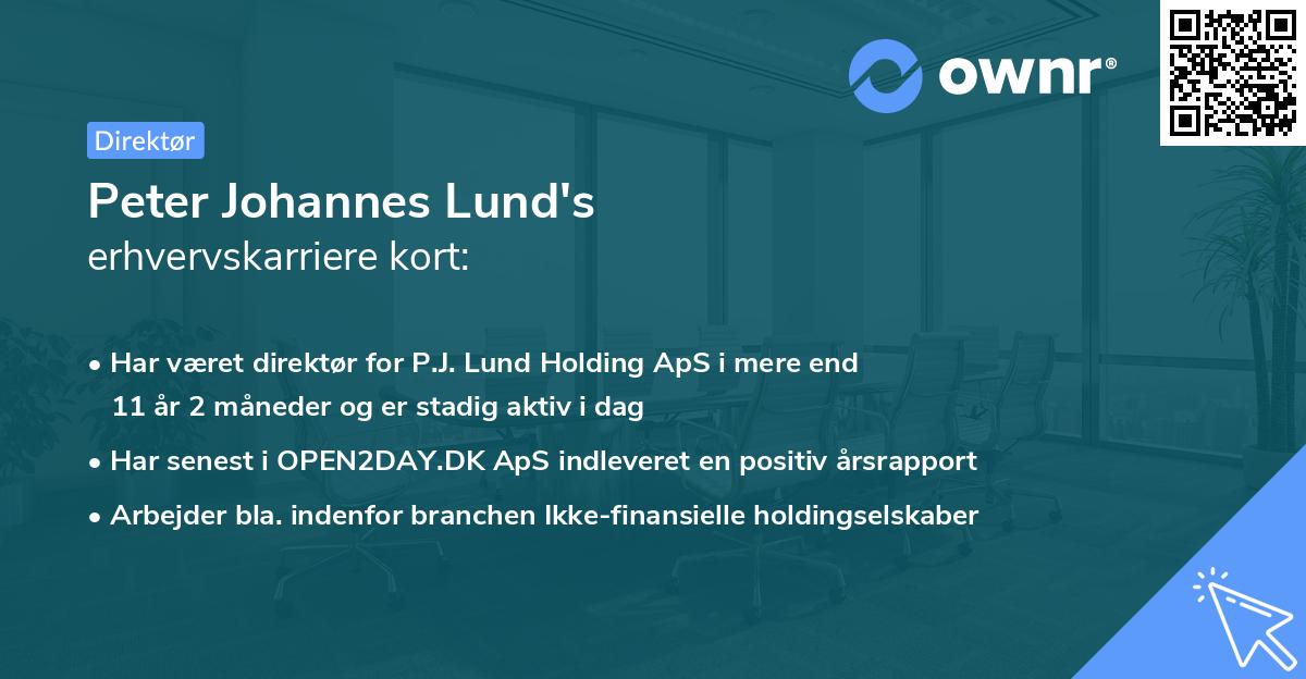 Peter Johannes Lund's erhvervskarriere kort