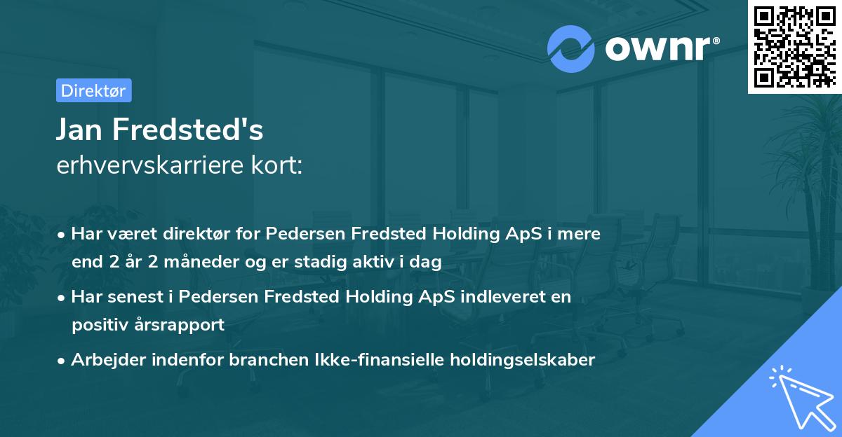 Jan Fredsted's erhvervskarriere kort