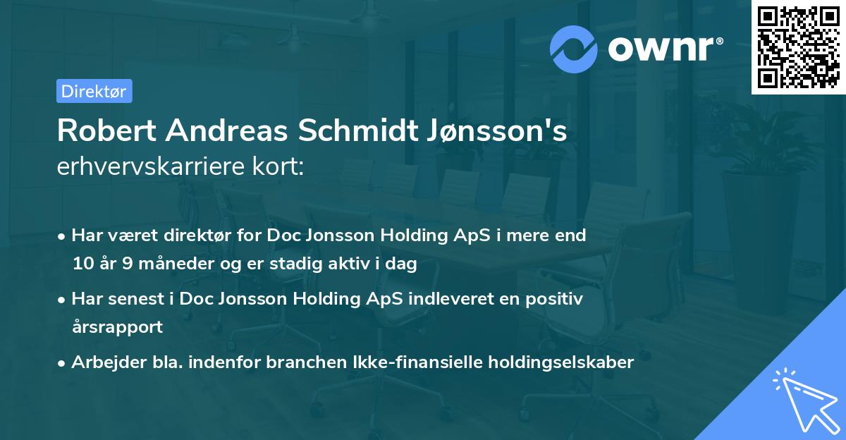 Robert Andreas Schmidt Jønsson's erhvervskarriere kort