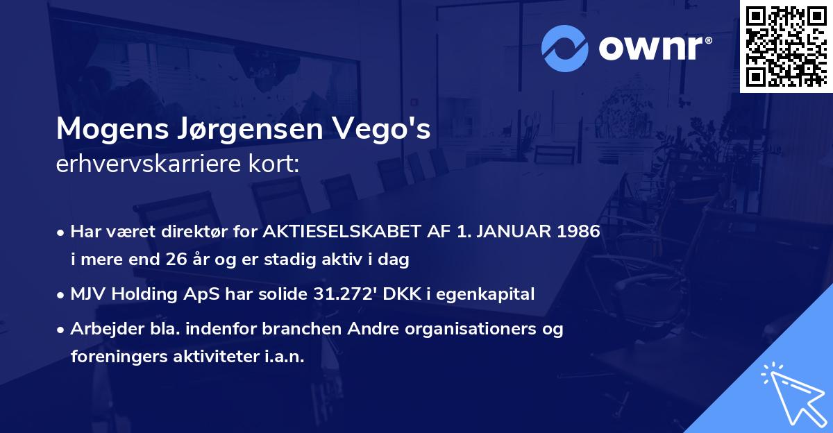 Mogens Jørgensen Vego's erhvervskarriere kort
