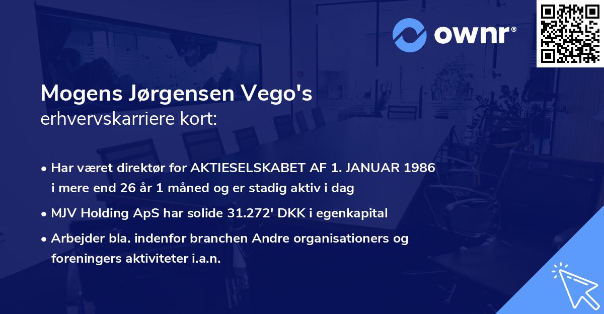 Mogens Jørgensen Vego's erhvervskarriere kort