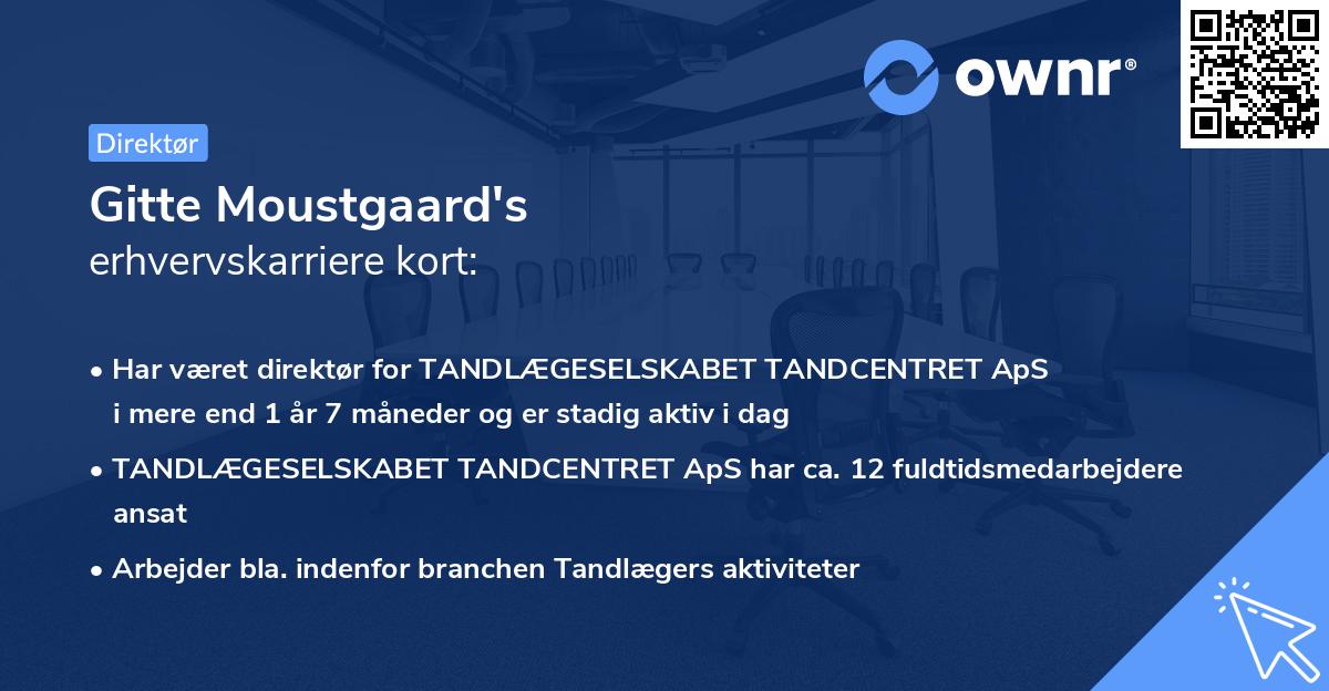 Gitte Moustgaard's erhvervskarriere kort