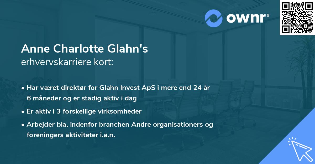 Anne Charlotte Glahn's erhvervskarriere kort