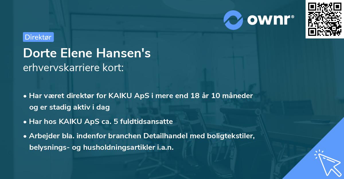 Dorte Elene Hansen's erhvervskarriere kort