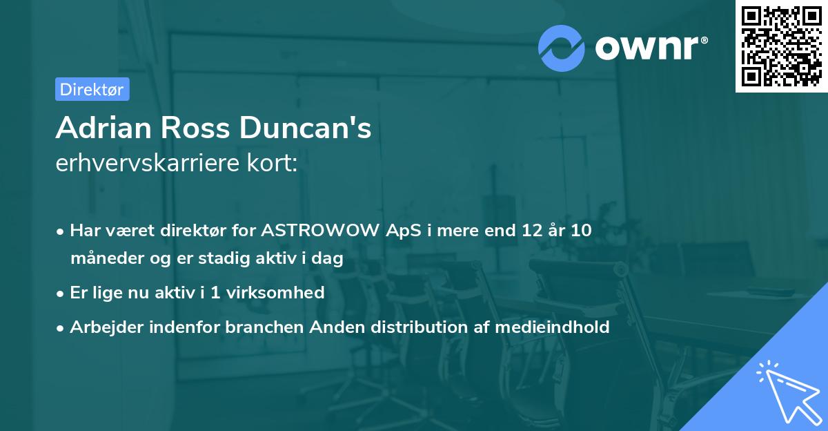 Adrian Ross Duncan's erhvervskarriere kort
