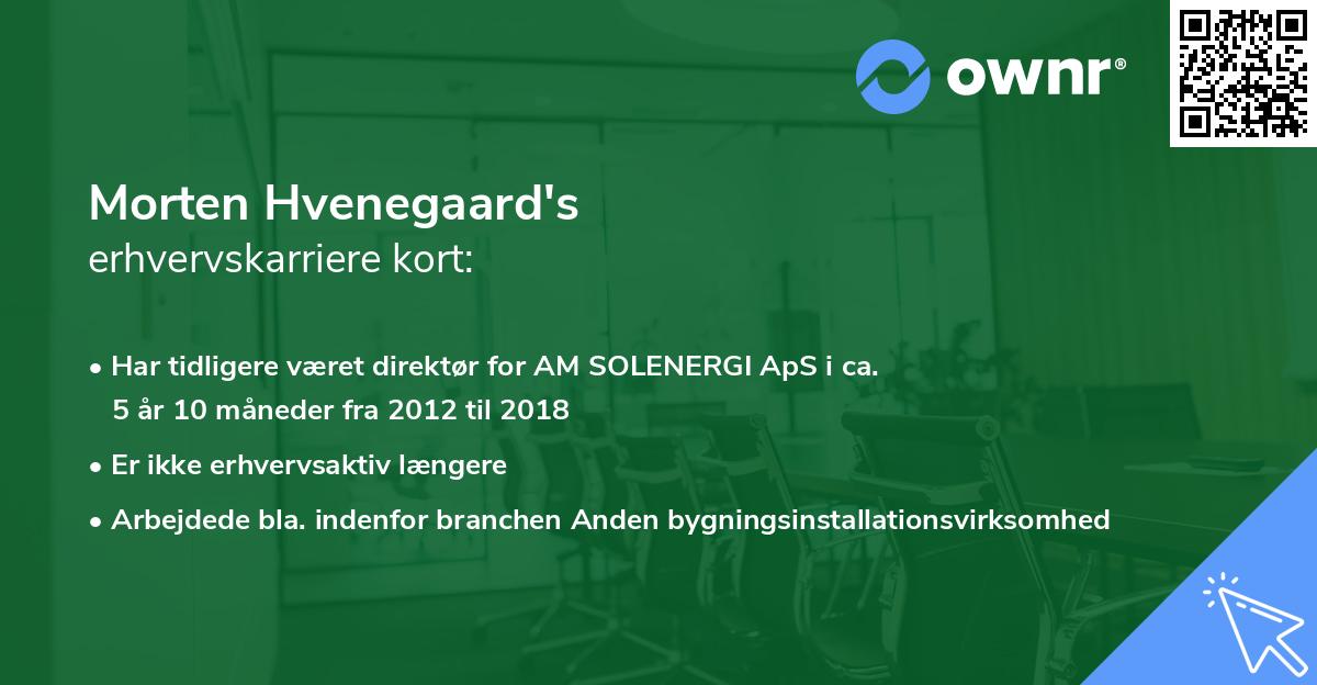 Morten Hvenegaard's erhvervskarriere kort
