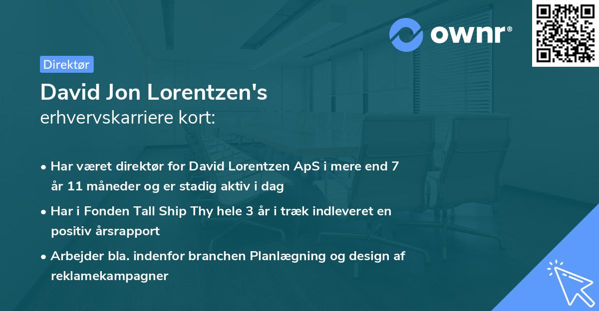 David Jon Lorentzen's erhvervskarriere kort