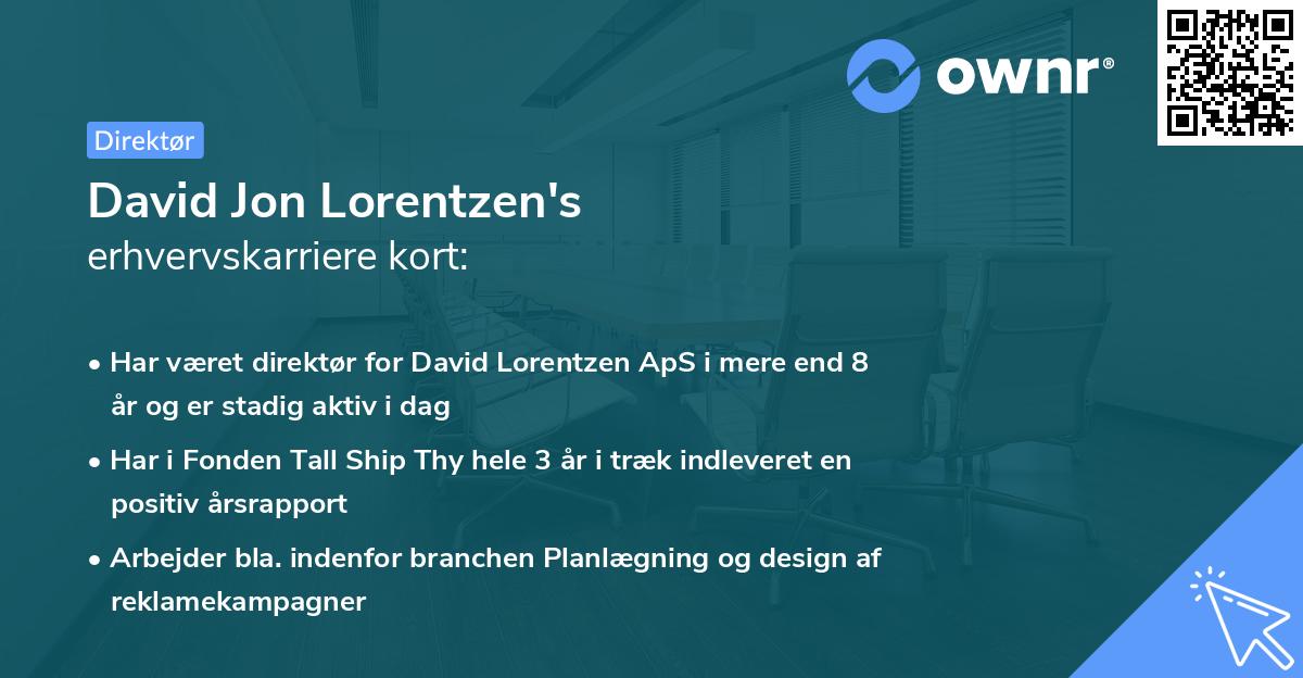 David Jon Lorentzen's erhvervskarriere kort