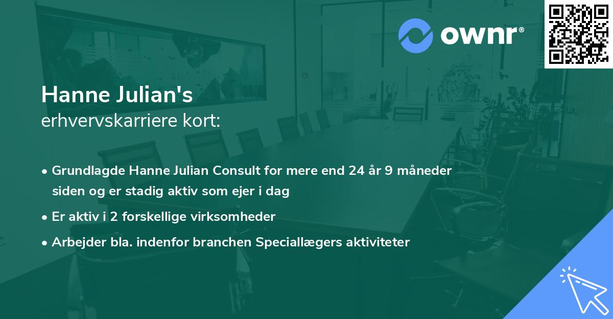 Hanne Julian's erhvervskarriere kort