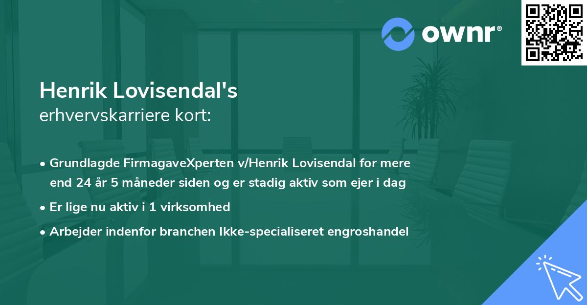Henrik Lovisendal's erhvervskarriere kort