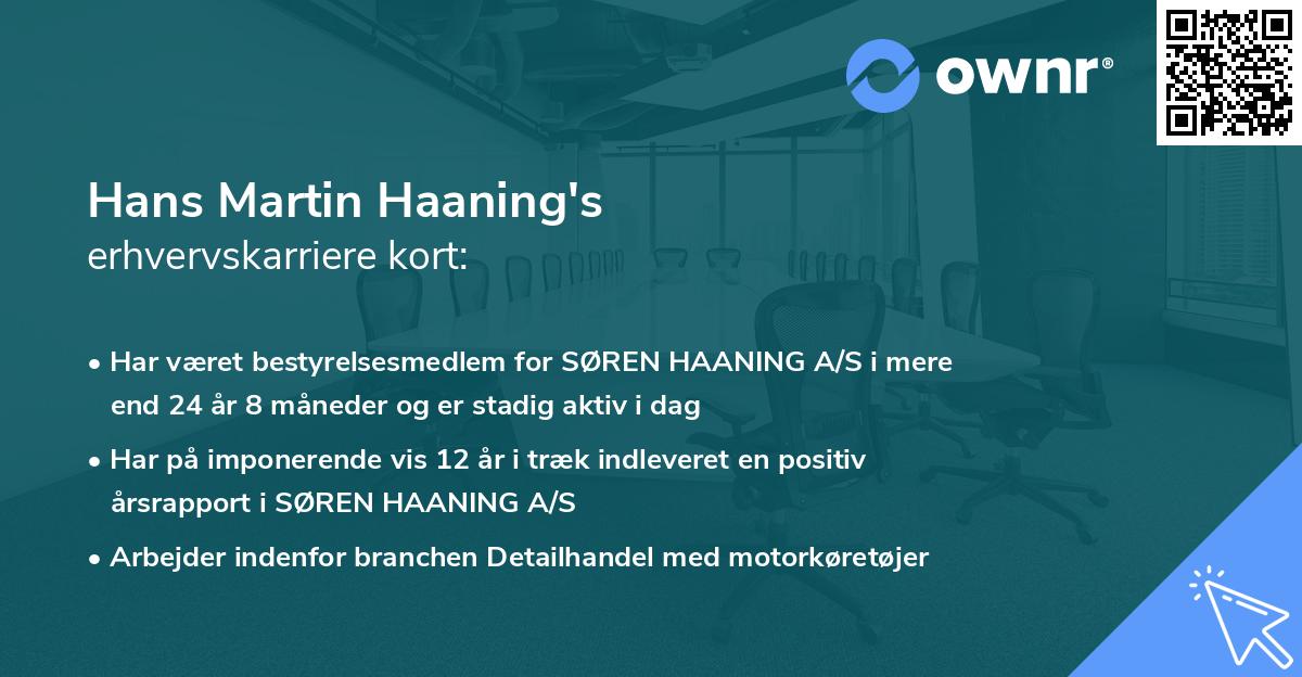 Hans Martin Haaning's erhvervskarriere kort