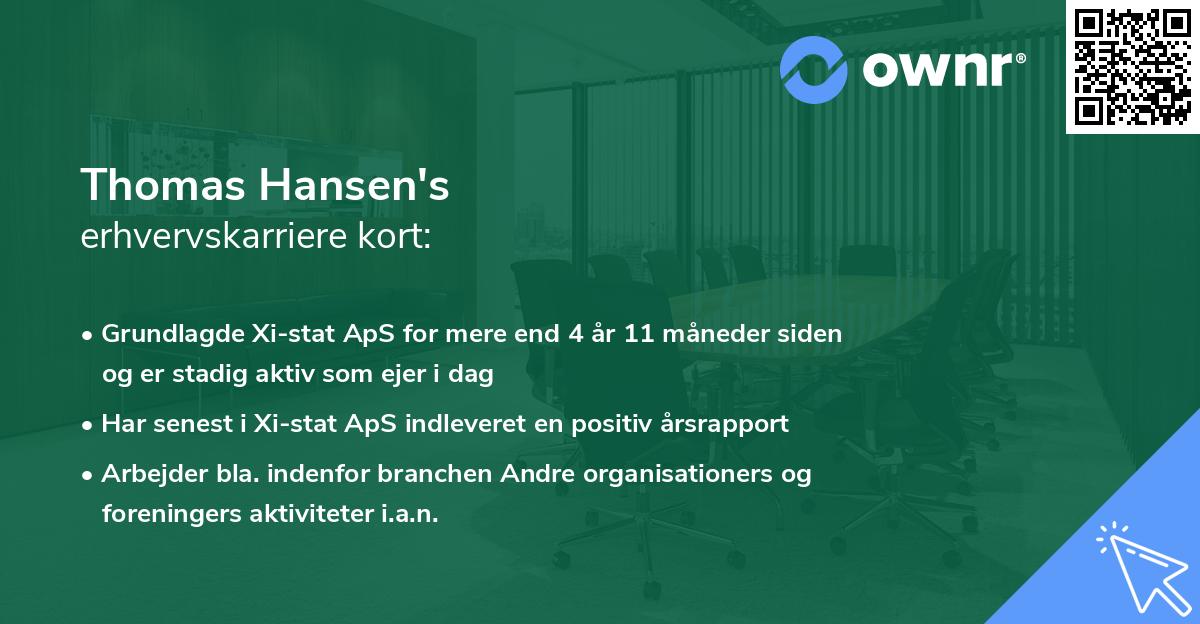 Thomas Hansen's erhvervskarriere kort