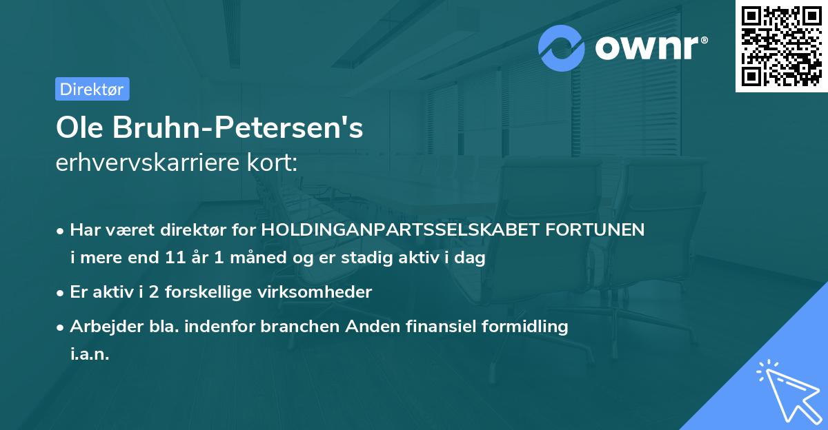 Ole Bruhn-Petersen's erhvervskarriere kort