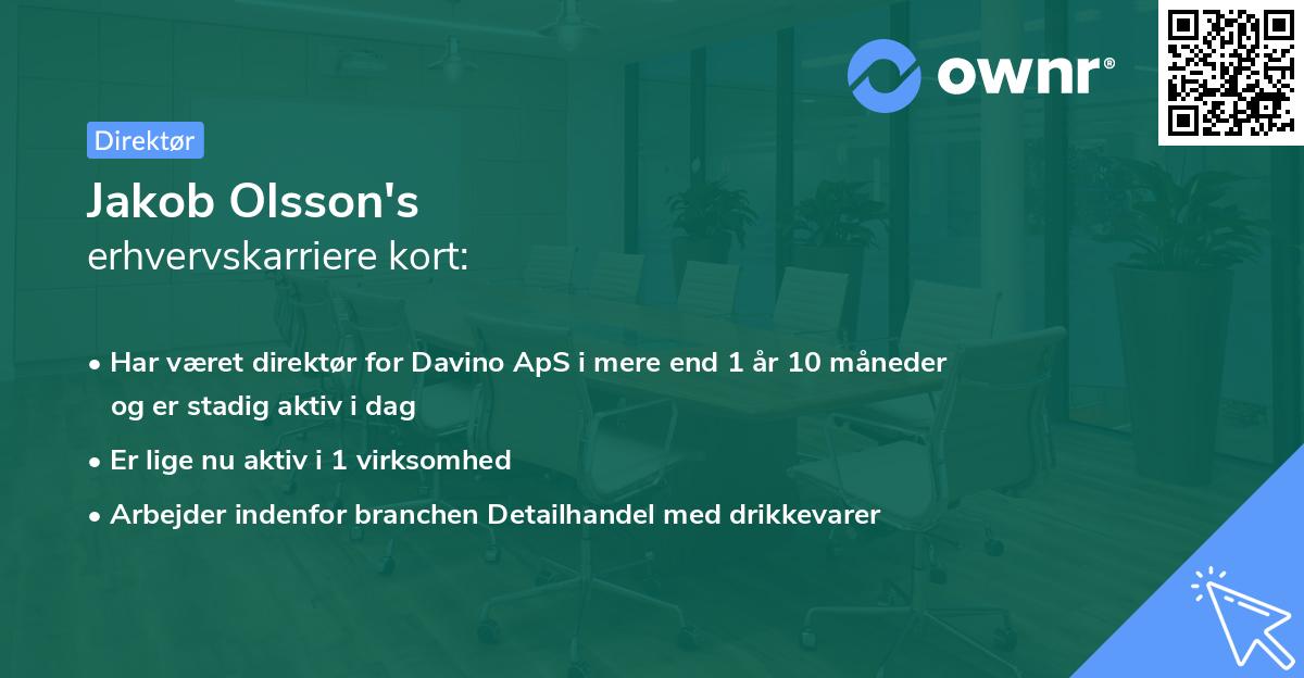 Jakob Olsson's erhvervskarriere kort