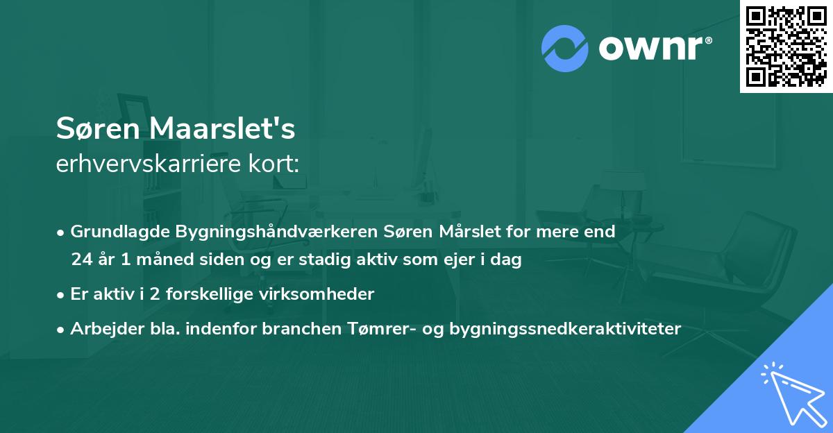 Søren Maarslet's erhvervskarriere kort