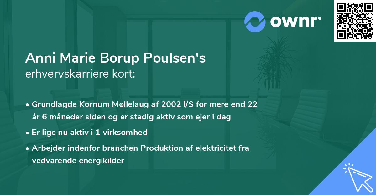 Anni Marie Borup Poulsen's erhvervskarriere kort