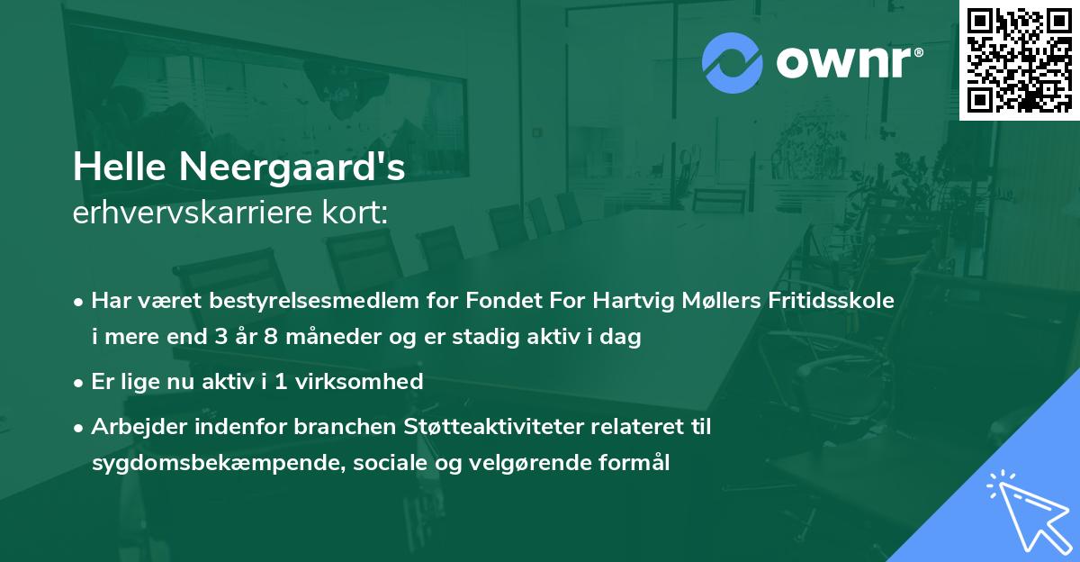 Helle Neergaard's erhvervskarriere kort