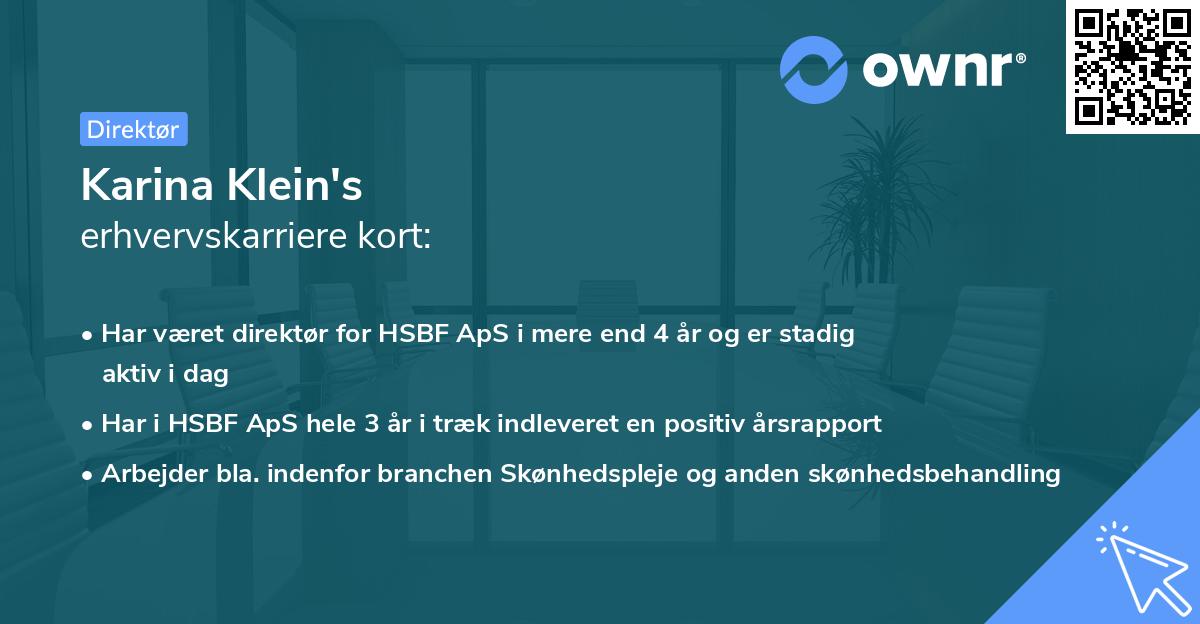 Karina Klein's erhvervskarriere kort