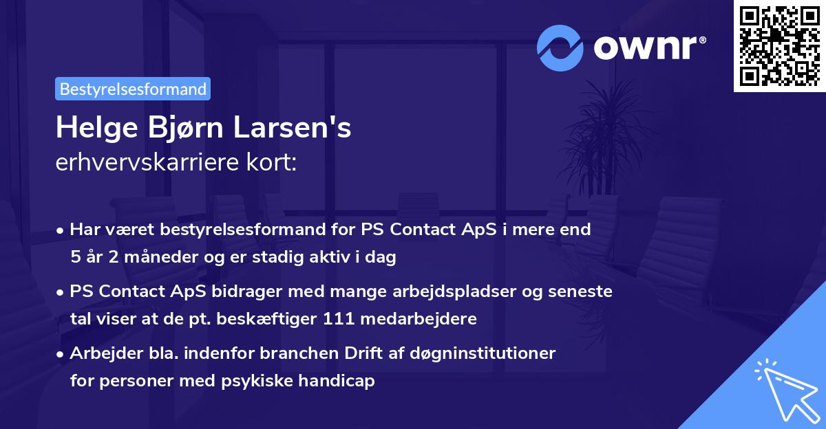 Helge Bjørn Larsen's erhvervskarriere kort