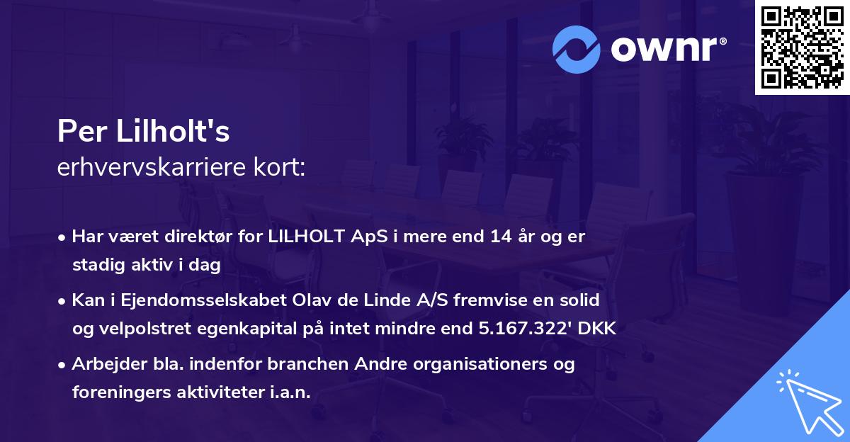 Per Lilholt's erhvervskarriere kort