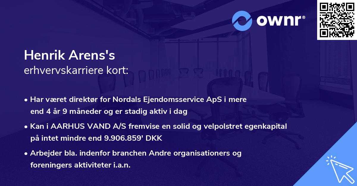 Henrik Arens's erhvervskarriere kort