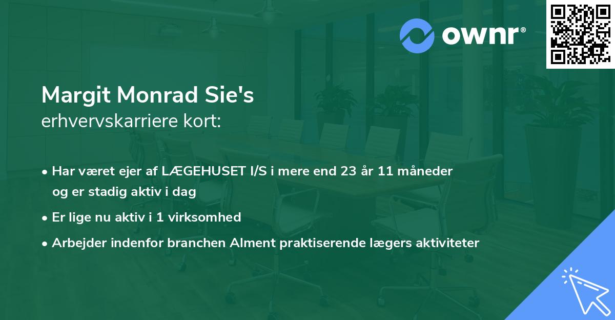 Margit Monrad Sie's erhvervskarriere kort