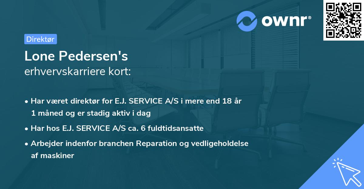 Lone Pedersen's erhvervskarriere kort
