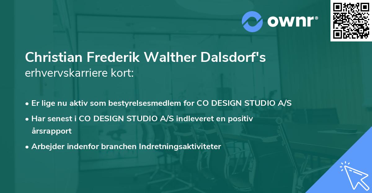 Christian Frederik Walther Dalsdorf's erhvervskarriere kort