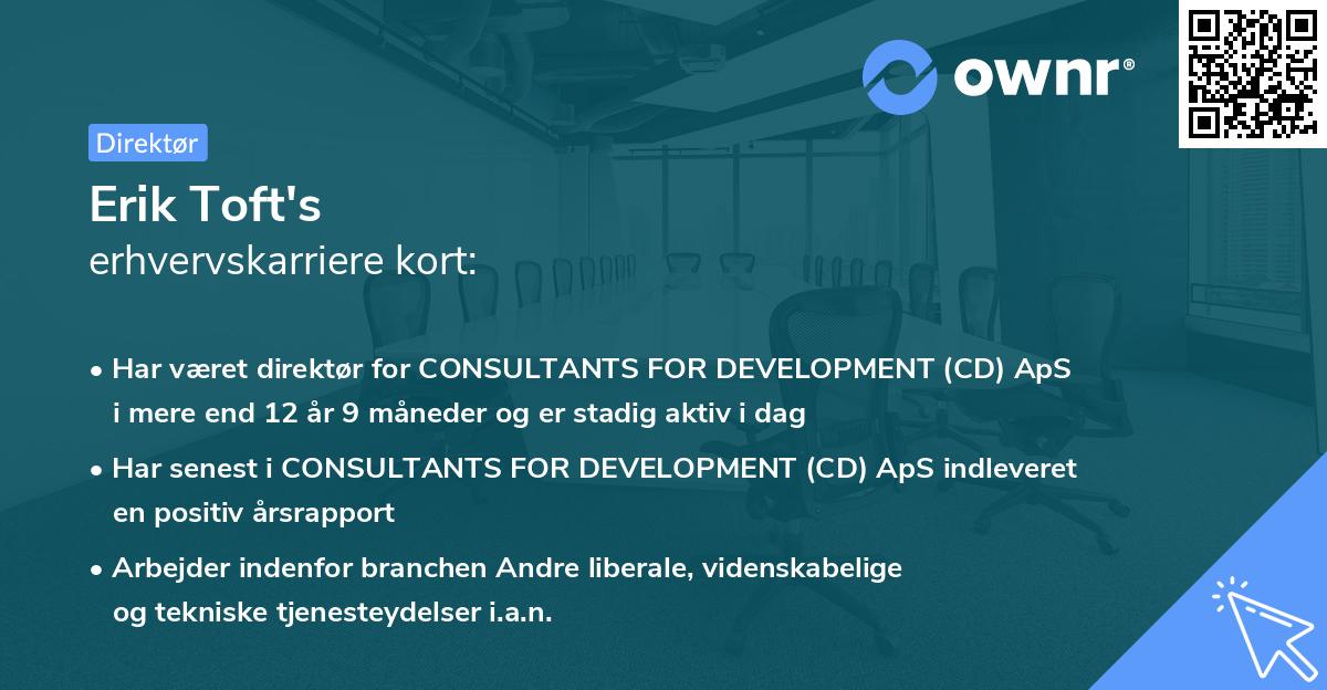 Erik Toft's erhvervskarriere kort