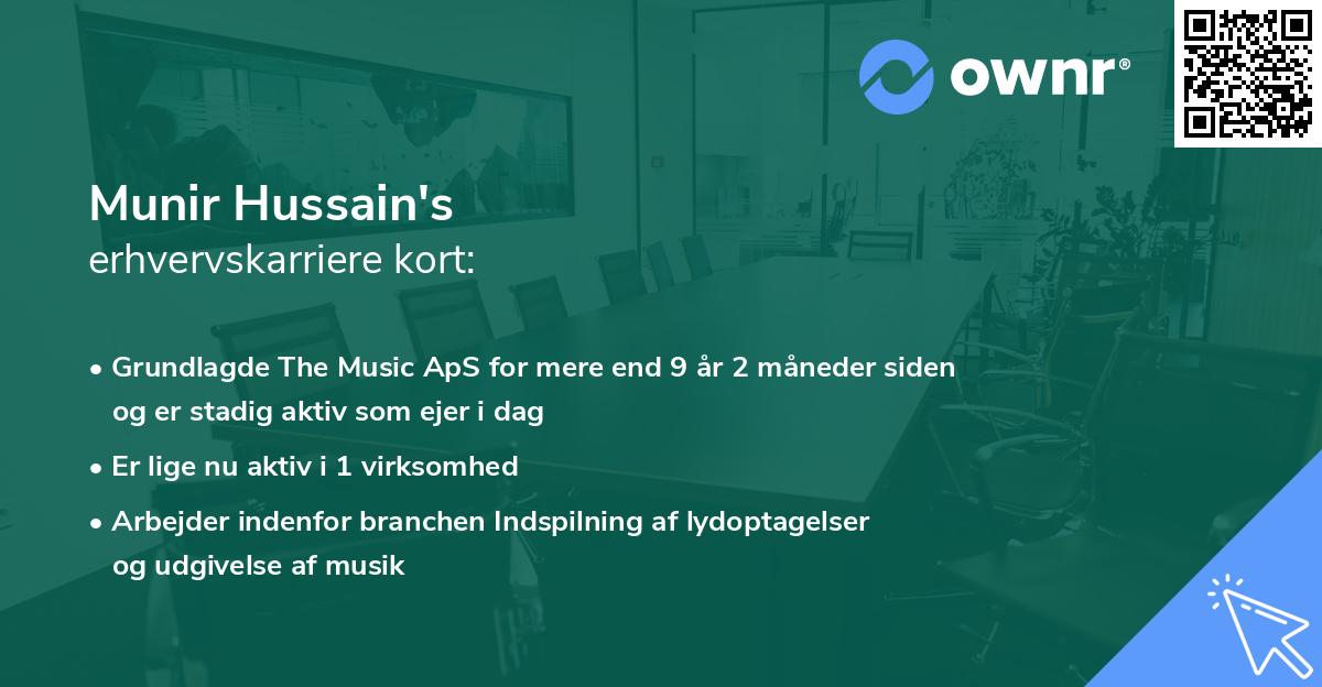 Munir Hussain's erhvervskarriere kort