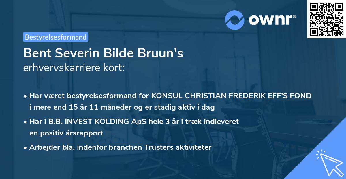 Bent Severin Bilde Bruun's erhvervskarriere kort