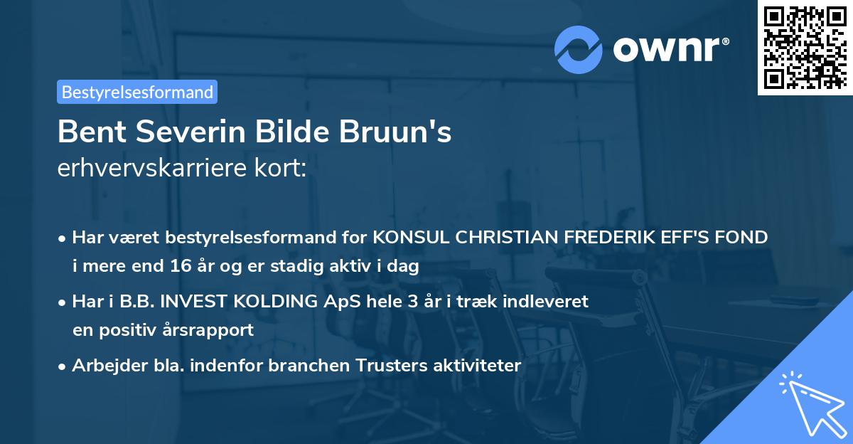 Bent Severin Bilde Bruun's erhvervskarriere kort
