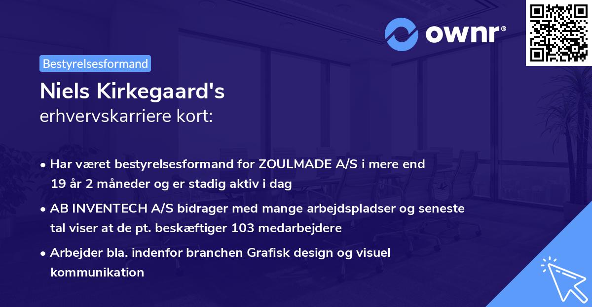 Niels Kirkegaard's erhvervskarriere kort