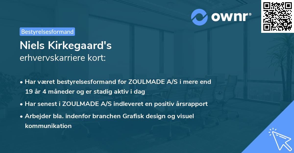 Niels Kirkegaard's erhvervskarriere kort