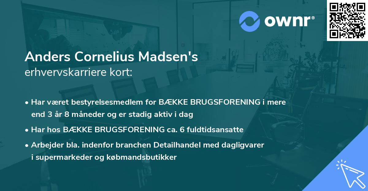 Anders Cornelius Madsen's erhvervskarriere kort