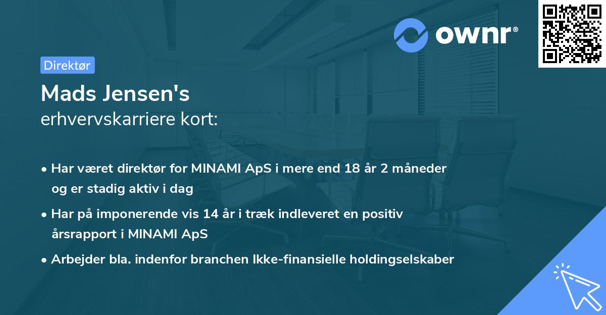 Mads Jensen's erhvervskarriere kort
