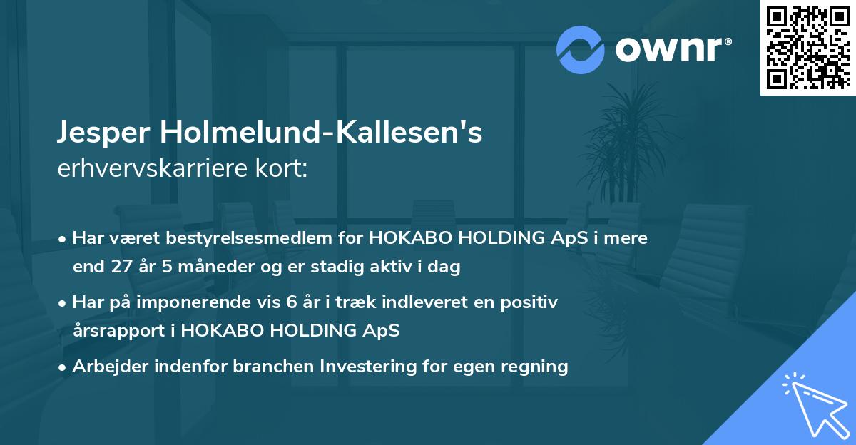 Jesper Holmelund-Kallesen's erhvervskarriere kort