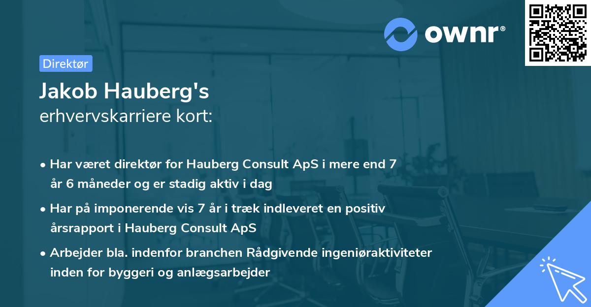 Jakob Hauberg's erhvervskarriere kort