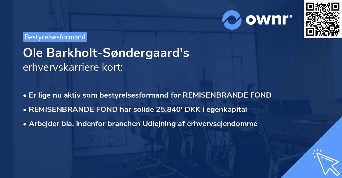 Ole Barkholt-Søndergaard's erhvervskarriere kort