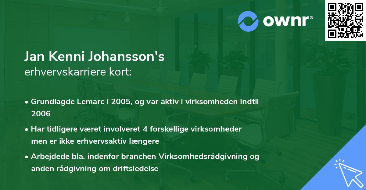 Jan Kenni Johansson's erhvervskarriere kort