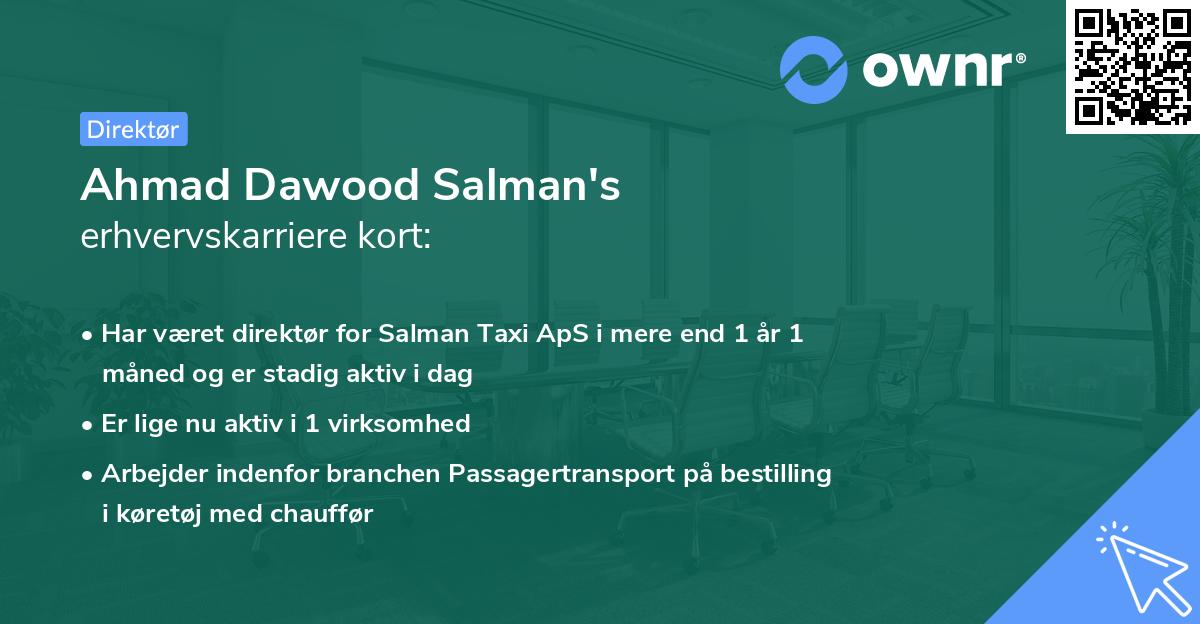 Ahmad Dawood Salman's erhvervskarriere kort
