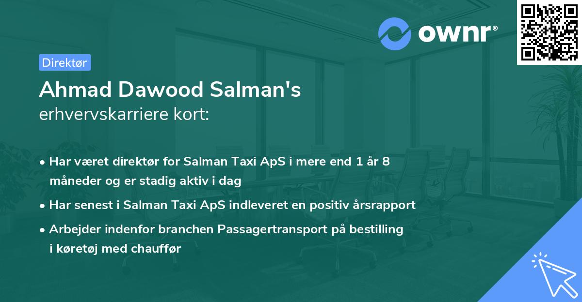 Ahmad Dawood Salman's erhvervskarriere kort