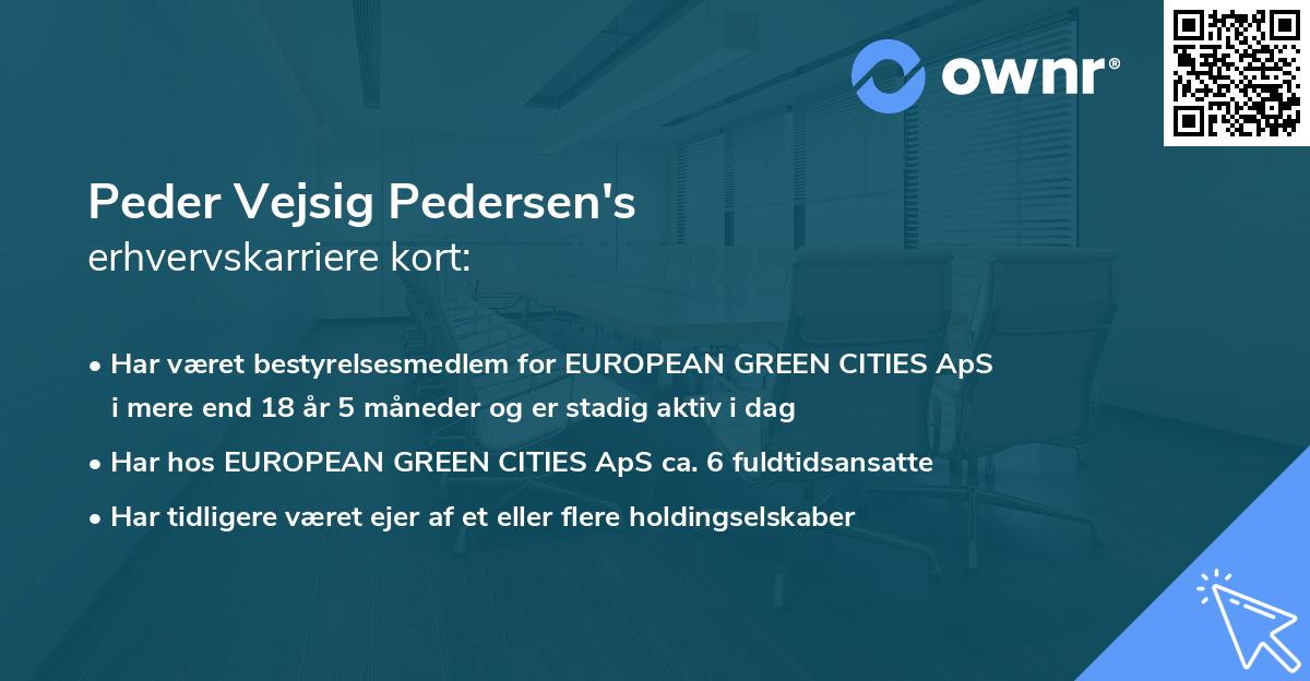 Peder Vejsig Pedersen's erhvervskarriere kort