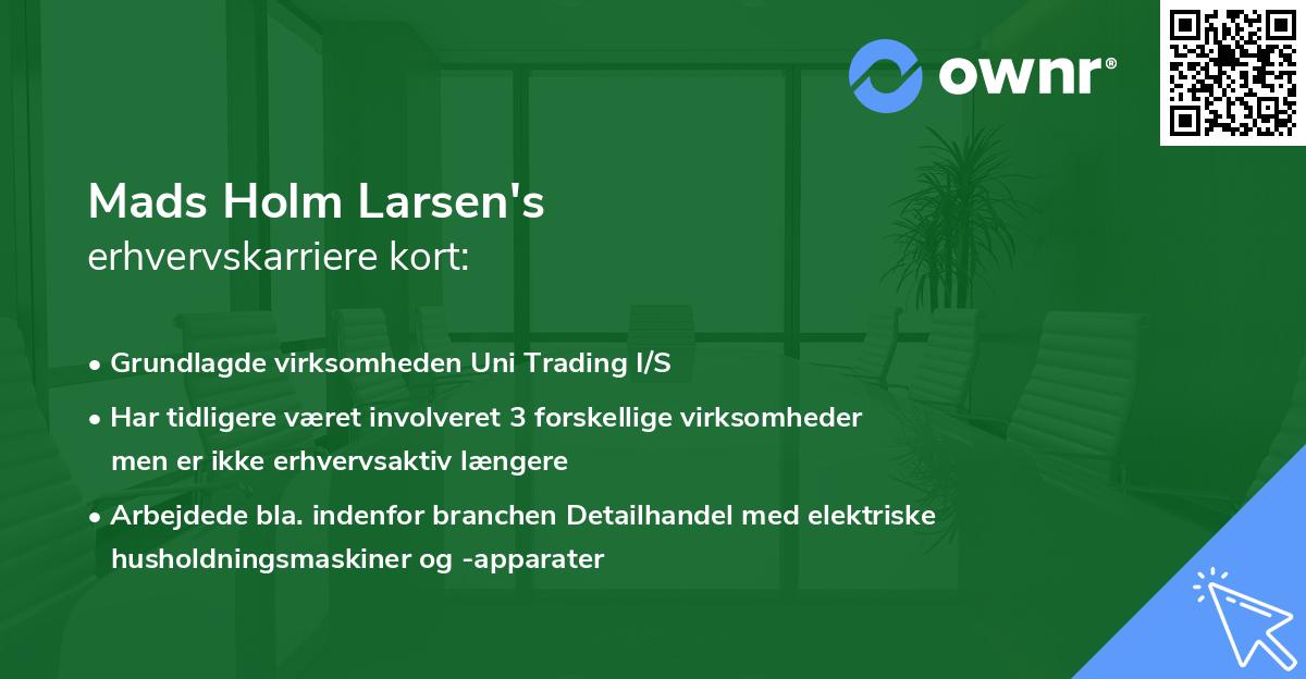 Mads Holm Larsen's erhvervskarriere kort